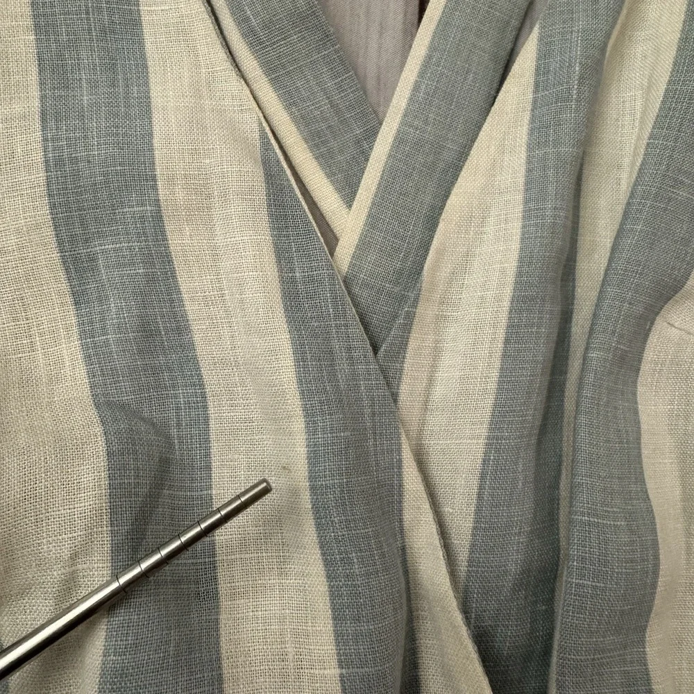 Reformation Striped Blue and Cream Linen-Blend Jumpsuit